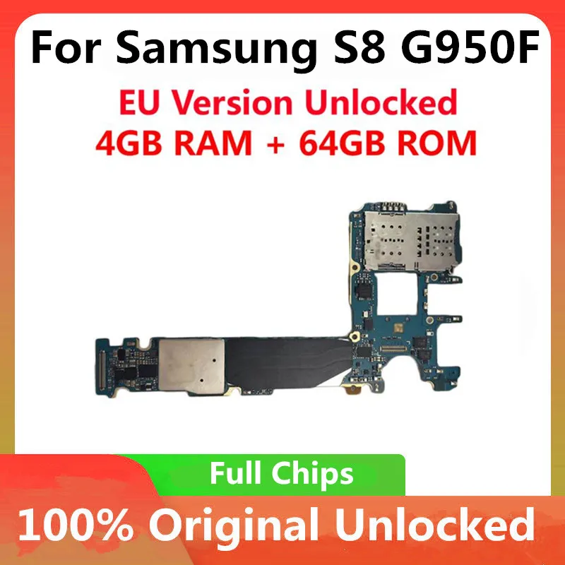 Оригинальная материнская плата для Samsung Galaxy S8 G950F 64GB разблокированная с чипами IMEI