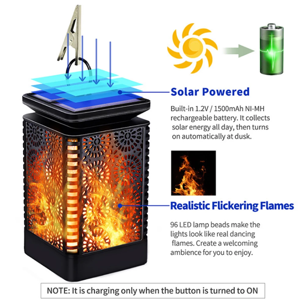 Светодиодный солнечные фонари верхнего света танцующее пламя водонепроницаемый открытый подвесной фонарь декоративный ландшафт ночные светильники солнечные огни