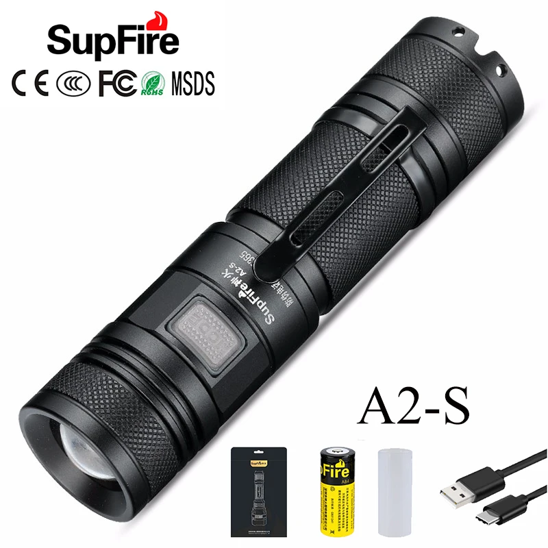 

SupFire Flashlight Linterna LED Zoom Torch 26650 Flash Light Lanterna A2-S Powerful Flashlight Waterproof Camping Light 950lm