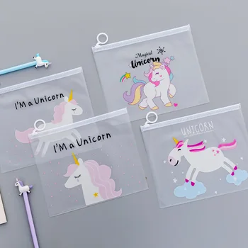

Korean Style Translucent Cute GIRL'S Heart Pencil Case Stationery Bags Creative Unicorn Hipster Storage Bag Office Stationery