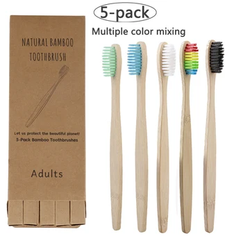 

5pcs Bamboo Tooth Brushes Soft Bristles Eco Friendly Oral Care Travel Toothbrush