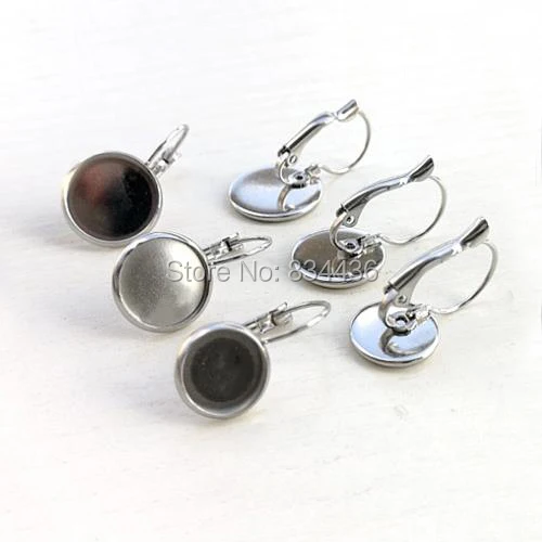 

100pcs 6 8 10 12 20mm Stainless Steel French Lever Back Earring Blank Tray Cabochon Setting Cameo Base Women Jewelry Findings