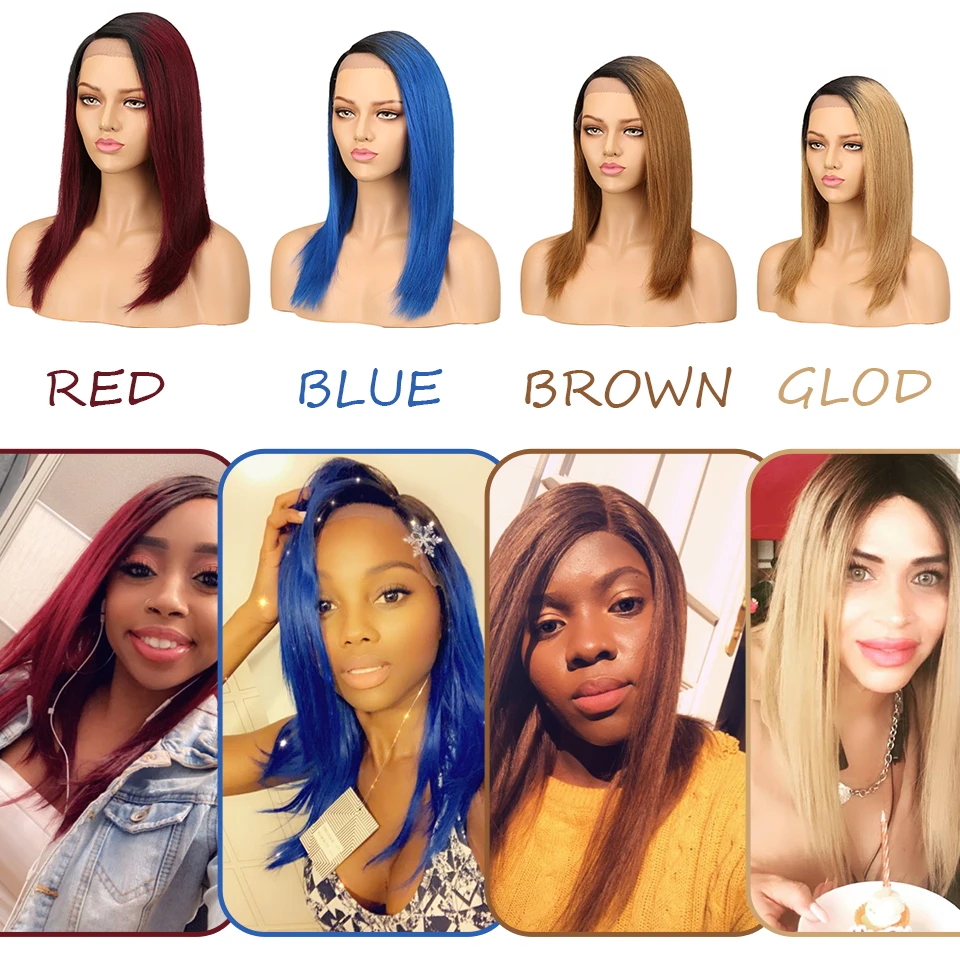 Sleek Lace Front Human Hair Wigs Silky Straight Long Red Colored Part Lace Human Hair Wig For Women Ombre Brazilian Hair Wigs