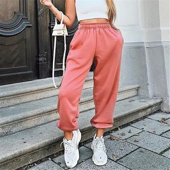 

YYXZ Spring Fashion Slim Solid Color SML High Waist Elastic Waist 3 Colors Woman Casual Pants Lady Dance Trousers Streetwear