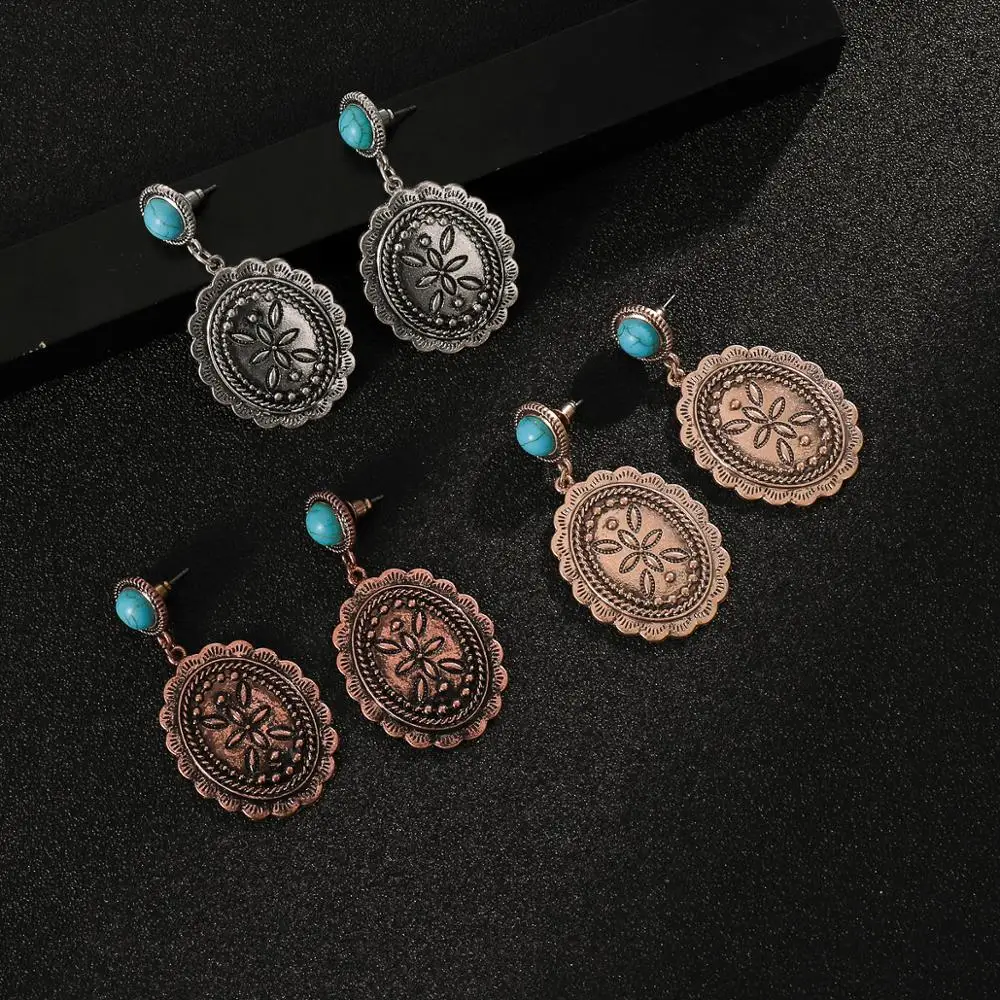 Amaiyllis тибетские металлические серьги гвоздики с подвеской этнические бирюзовые