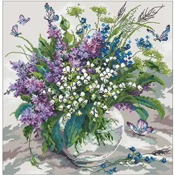 

Lily of the valley lavender vase Counted Cross Stitch 11CT 14CT 18CT DIY Chinese Cross Stitch Kits Embroidery Needlework Sets