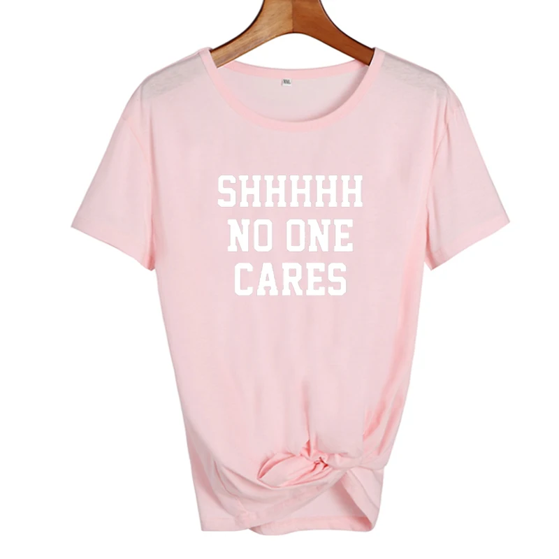 ONSEME SHHHHH NO ONE CARES футболка с буквенным принтом женская одежда больших размеров Kawaii женская футболка с короткими рукавами Топы в Корейском стиле