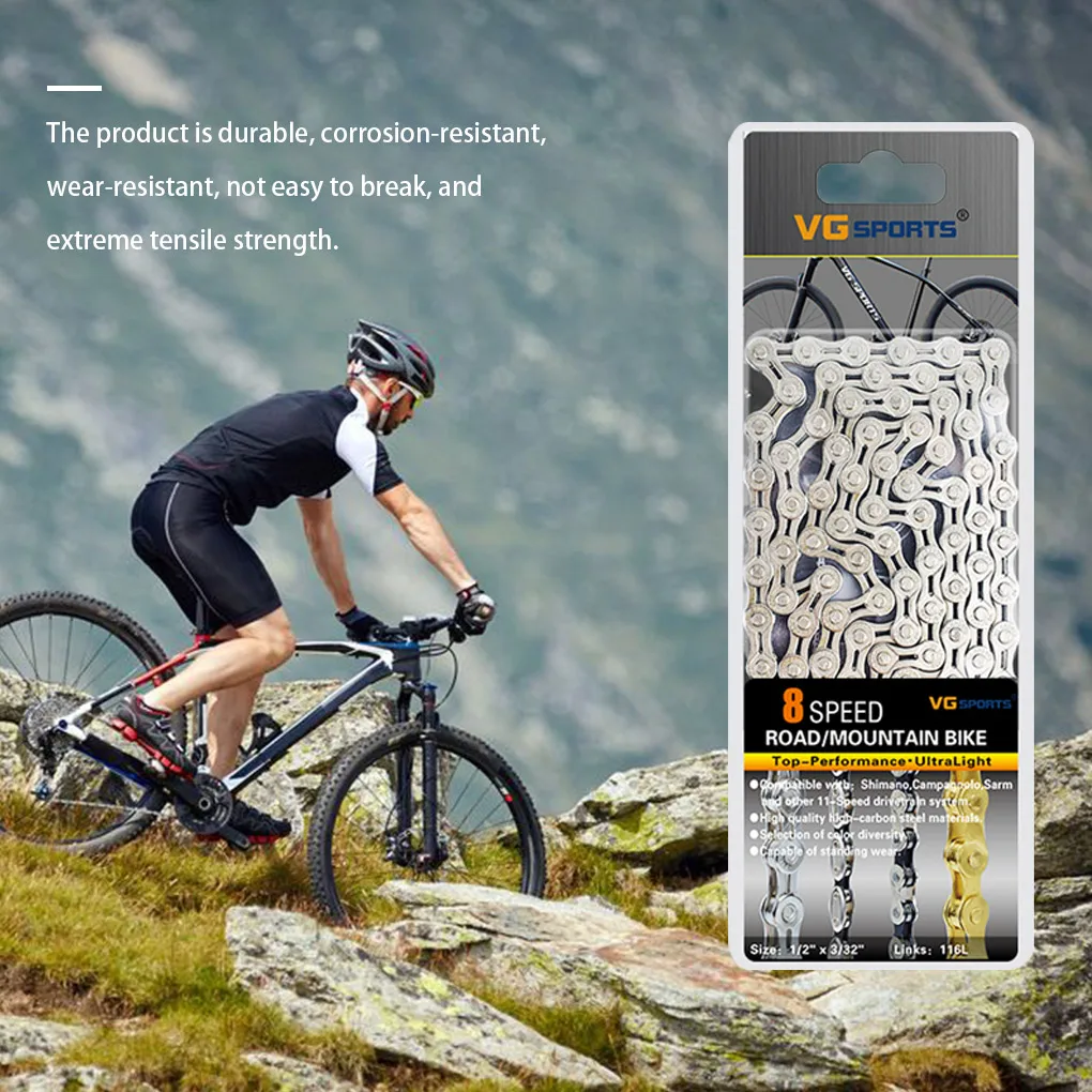

Ultralight 116L VG Sports 8 9 10 11 Speed Bicycle Chain Silver Gold Half Hollow Bike Chain Mountain Road Bike Full Hollow Chains