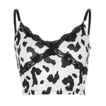 Sexy Kawaii Y2k Crop Top Sweet Spaghetti Strap Cherry Leopard Print Lace Cami Top Streetwear 90s Womens Tank Tops Canotta Donna