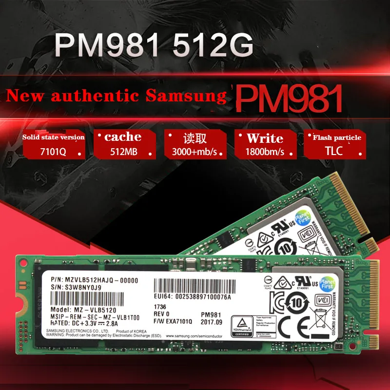 Твердотельный жесткий диск SAMSUNG SSD M.2 PM981 256 ГБ 512 ТБ M2 NVMe PCIe 3 0x4 внутренний для