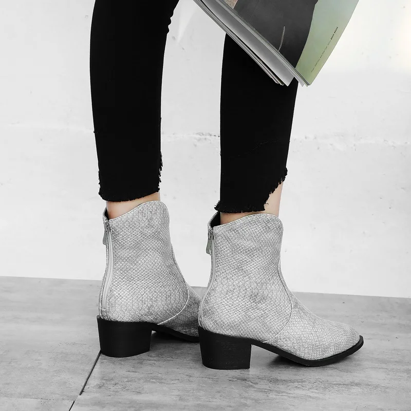 EGONERY/женские ковбойские ботинки в стиле панк; зимние плюшевые ботильоны с острым носком и цветочным принтом; цвет желтый, серый, черный; стильная женская обувь на среднем каблуке 5 см
