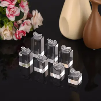 

7pcs/pack Clear Acrylic Square Bottom Jewelry Ring Storage Organizer Rings Display Stand Holder Ring Rack For Jewellery Store