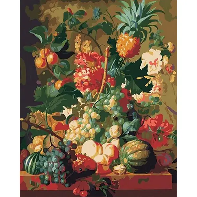 Adult Coloring By Numbers Flowers DIY Unframe Decor For Home Oil Painting By Numbers Fruit Acrylic Paint Handpainted Adult Gift 991286