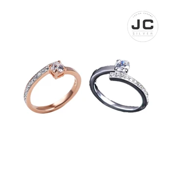 

New Fashion Charms Silver 925 Original Copy Female Jewelry,SWAn Crystal Wedding Ring Female Simple Personality Ring With Logo