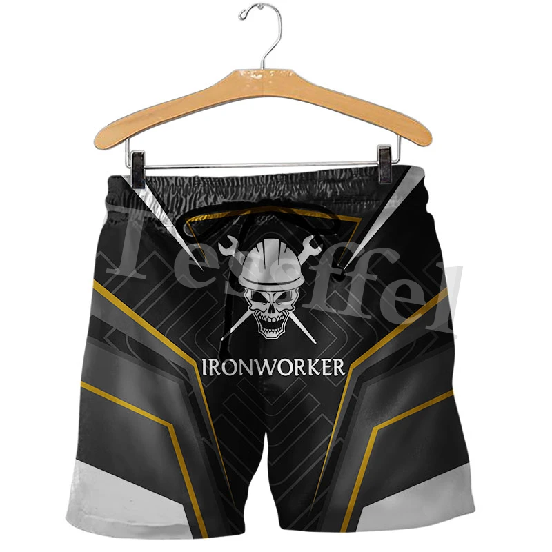 Tessffel Ironworker Fashion Men's Worker Shorts Summer Casual Harajuku 3D Printed Loose Beach Comfortable Style-2 | Мужская одежда