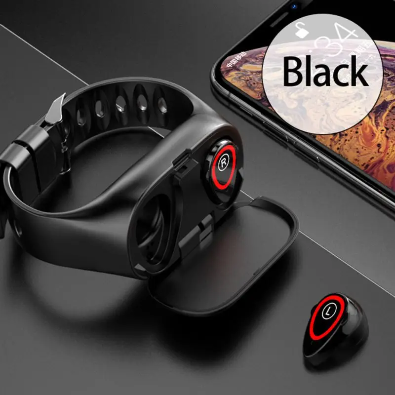 1 Набор смарт-часов TWS Bluetooth 5,0 беспроводные наушники монитор сердечного ритма браслет