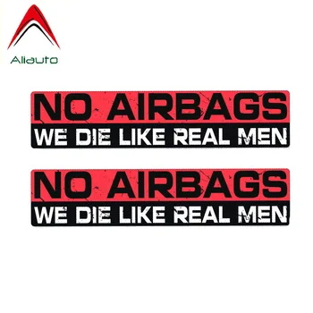 

Aliauto Warning Car Sticker 2 X NO AIRBAGS WE DIE LIKE REAL MEN Decal Accessories PVC for Porsche Land Rover Seat Leon,20cm*4cm