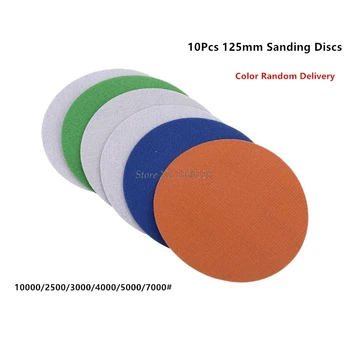 

10Pcs 5in 125MM Water Wet Sanding Discs Hook Loop Sandpaper Round Disk Sand Sheet Flocking Disc Polished Ground Fine Whosale