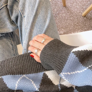 

Fashion 925 Sterling Silver Smile Rings For Women Adjustable Wedding Band Ladies Jewelry 2020 Vintage DesignerFree Shiping