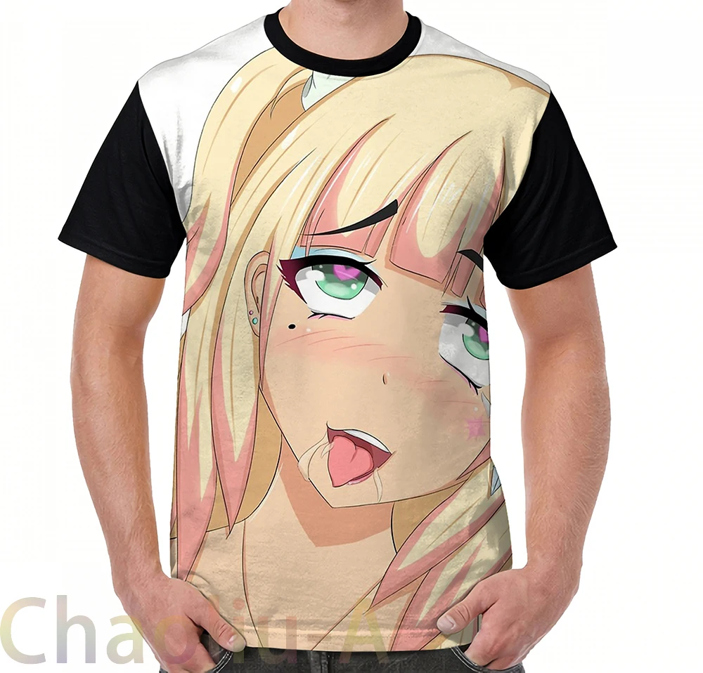 Мэй Sasaki-футболка Ahegao для мужчин забавная Футболка с принтом женские футболки
