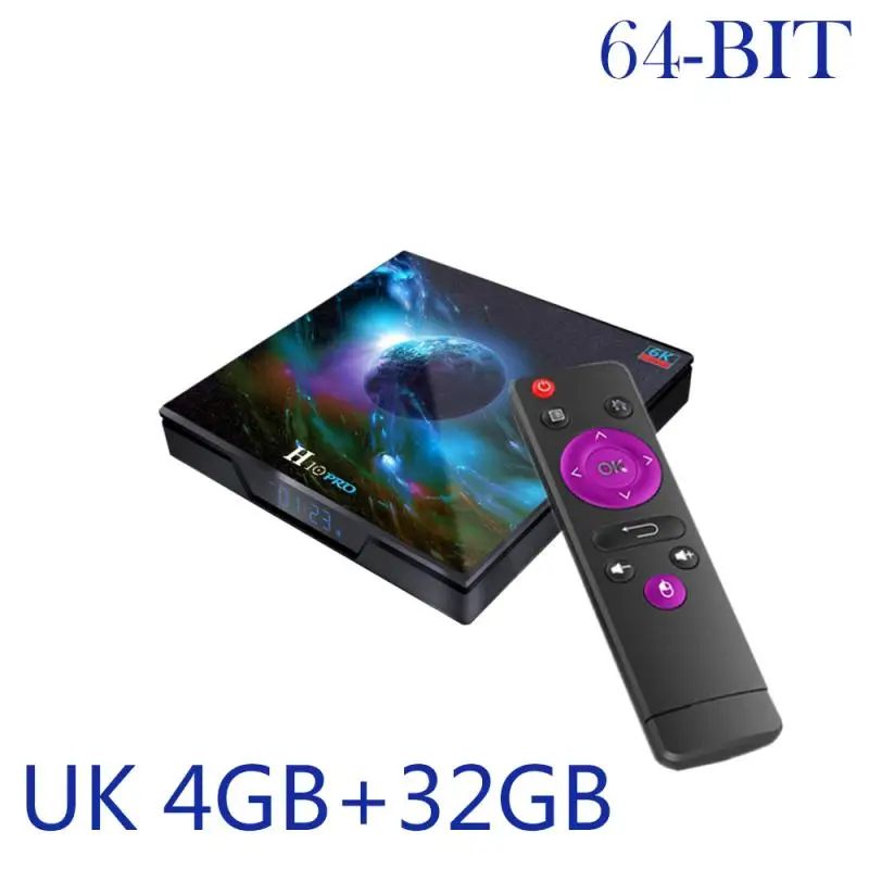 UK 32GB Mr Новинка H10 Pro Full HD Smart tv Box 4 ГБ DDR3 64 ГБ Android 9,0 телеприставка 2,4G/5G двойной Wifi 4K H.265 медиаплеер прочный - Цвет: UK 32GB