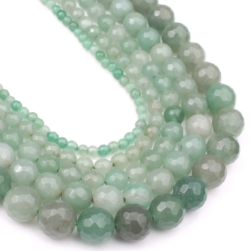 Натуральный камень огранен зеленый авантюрин Круглые бусины для изготовления ювелирных изделий 4 6 8 10 12 мм подходит DIY ожерелье браслет 15 дюймов