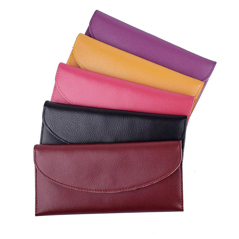 

Classic Women's Leather Wallet For Cards Holder Female Soft Long Purse Simple Trifold Hasp Design Money Bag 11 Slots