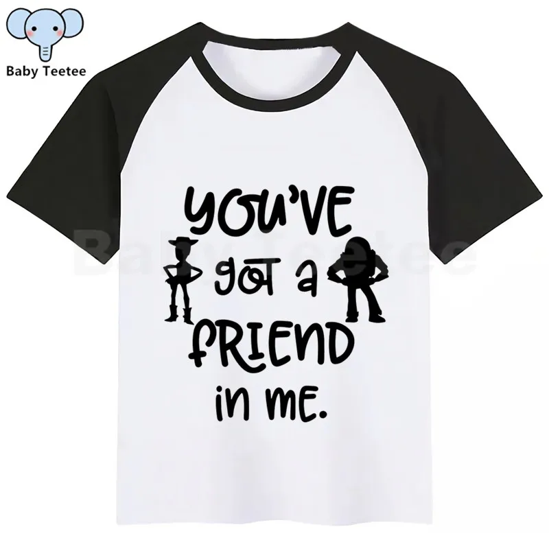 BlackC Toy Story/футболка для мальчиков с надписью «You 've Got A Friend In Me» футболки для девочек с принтом животных из мультфильмов детская футболка одежда с короткими рукавами для мальчиков и девочек - Цвет: BlackC