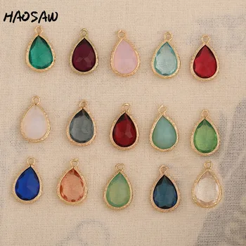 

HAOSAW 12*19MM 6Pcs/Lot Waterdrop Design/Cutted Crystal Charm/Colorful Jewelry Accessory/DIY Jewelry Making/Earring Findings