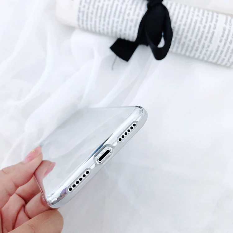Простые зеркальные телефонные чехлы с покрытием для iphone X XR XS Max Блестящий силиконовый чехол для iphone 6 6s 7 8 7plus задняя крышка