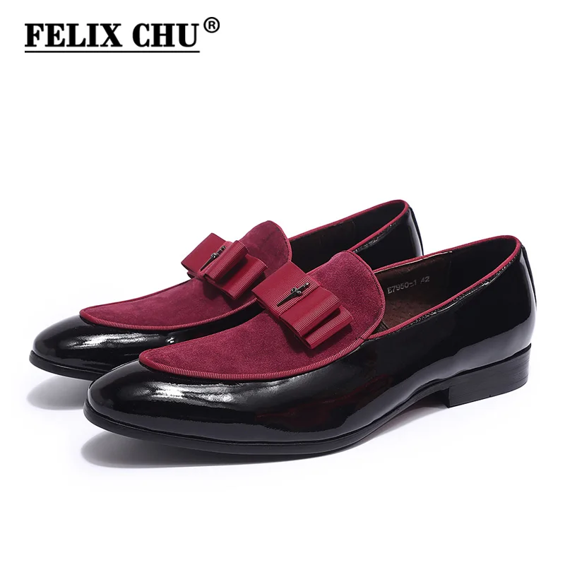 

4 Colors Party Wedding Banquet Mens Loafers Patent Leather With Suede Slip On Men Dress Shoes Footwear for Man High Quality