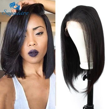 

Sapphire 12 14 16 Inches Lace Hairline Human Hair Wigs Brazilian Human Hair Wigs Natural Hairline Bleached Knots 2# 4# Brown