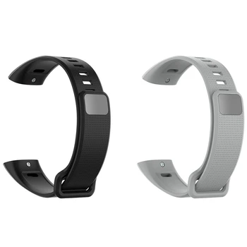 

2x Silicone Watch Band Bracelet Strap for HUAWEI Band2 Pro/ Band2/ ERS-B19/ERS-B29 Watch Strap Wristband Gray & Black