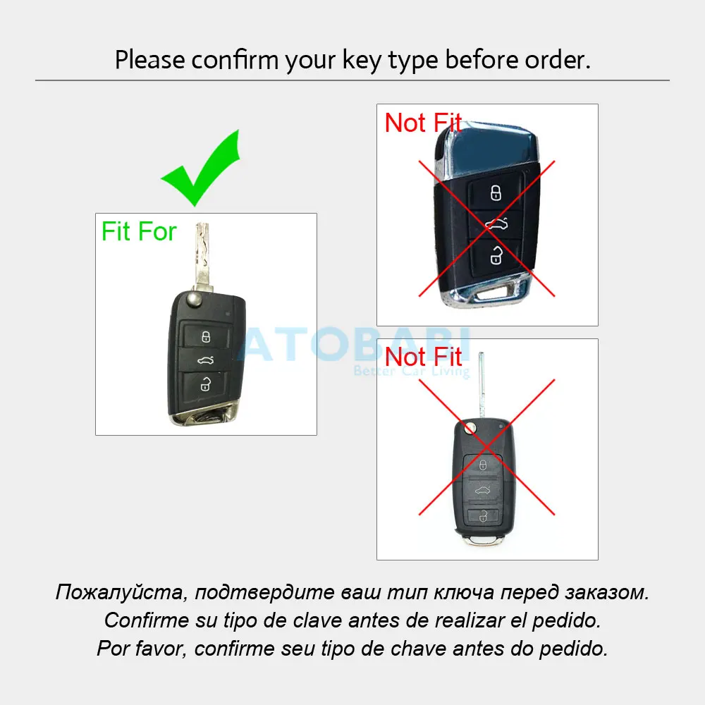 Кожаный чехол для автомобильных ключей VW Golf 7 Volkswagen GTI R GTE MK7 Skoda Octavia A7 SEAT Leon Ibiza 3