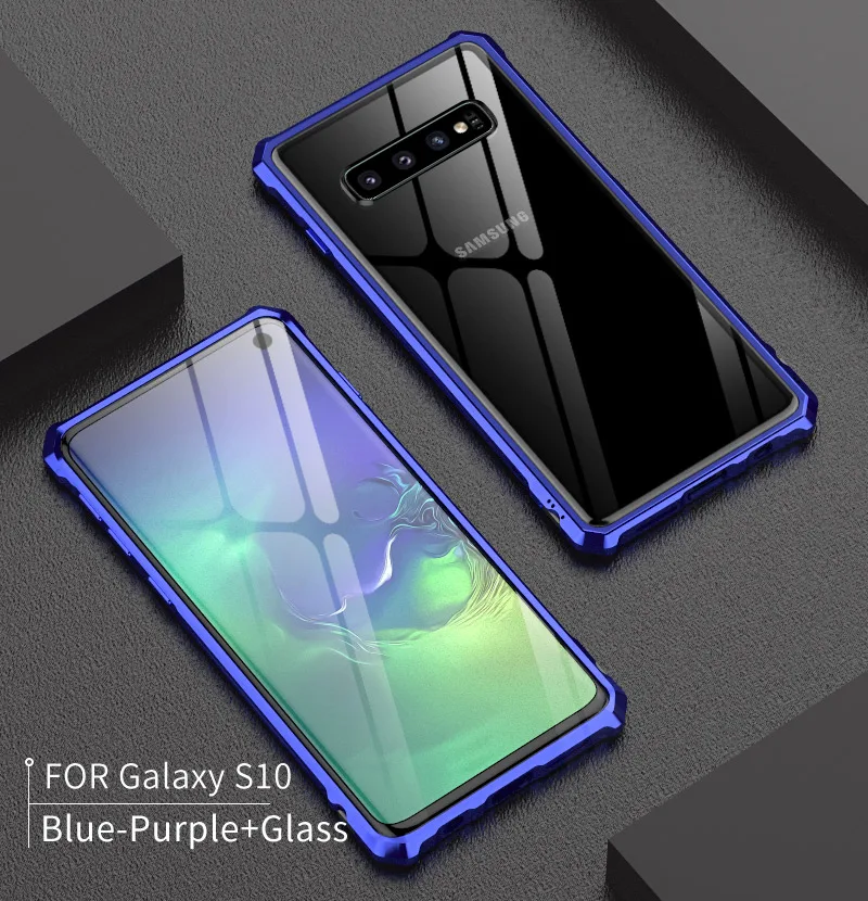 Для samsung S 10 S10 чехол S10Plus бампер металлическая алюминиевая рамка крышка со стеклянной задней крышкой чехол для samsung Galaxy S10 Plus S10E