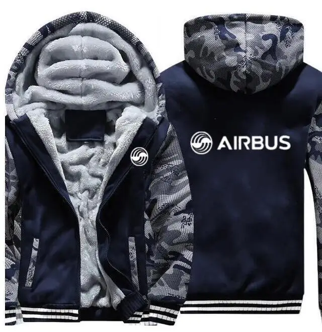 Men's autumn and winter pilot Airbus jacket BOEING AIRPLANE hoodie sports zipper thickening camouflage jacket (can be customized Men's autumn and winter pilot Airbus jacket BOEING AIRPLANE hoodie sports zipper thickening camouflage jacket (can be customized