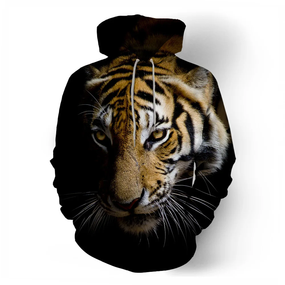 Животные 3D Волк тигр толстовки размера плюс графические мужские толстовки 6XL