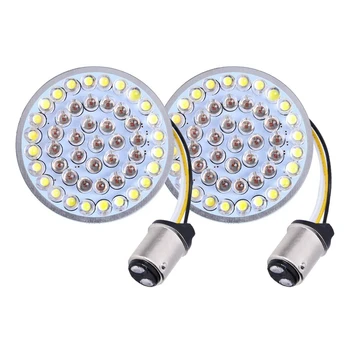 

Pair 2 inch Style Rear Brake Light LED Turn Signal Kit with 1157 Base for Motorcycle White + yellow
