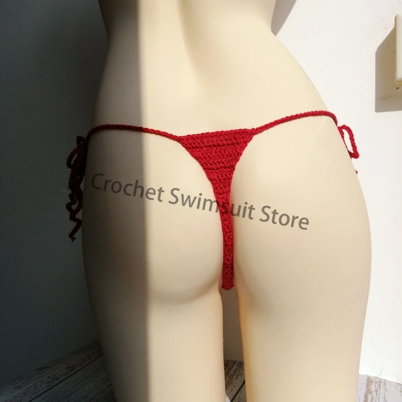 2019Super Mini Micro G-strings Thongs Hot Sexy Bikini Bottom Hot Women's Swimwear Crochet Cotton Brazilian Side String Tie Thong