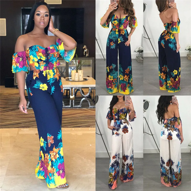 Женские цветочные Клубная одежда Летний комбинезон Bodycon Вечерние комбинезон брюки Повседневное без рукавов вечерние, боди-комбинезон, Лидер продаж