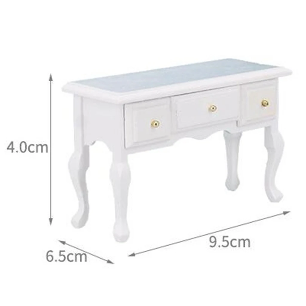 1/12 Dollhouse Miniature Table Chair Cabinet Wooden Furniture Set (Wood Color)