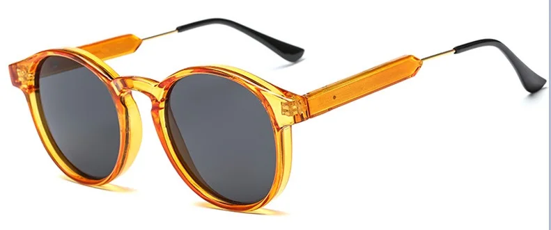 Новые винтажные Круглые Солнцезащитные очки женские прозрачные Framd Солнцезащитные очки Мужские брендовые дизайнерские очки Oculos De Sol UV400 - Цвет линз: orange gray