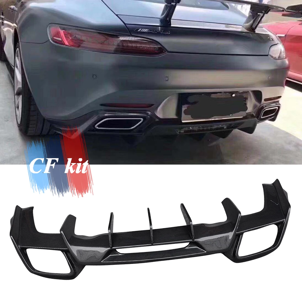

CF Kit Rear Diffuser For Mercedes-Benz C190 AMG GT GTS R Style Carbon Fiber Rear Lip Bumper Car Styling