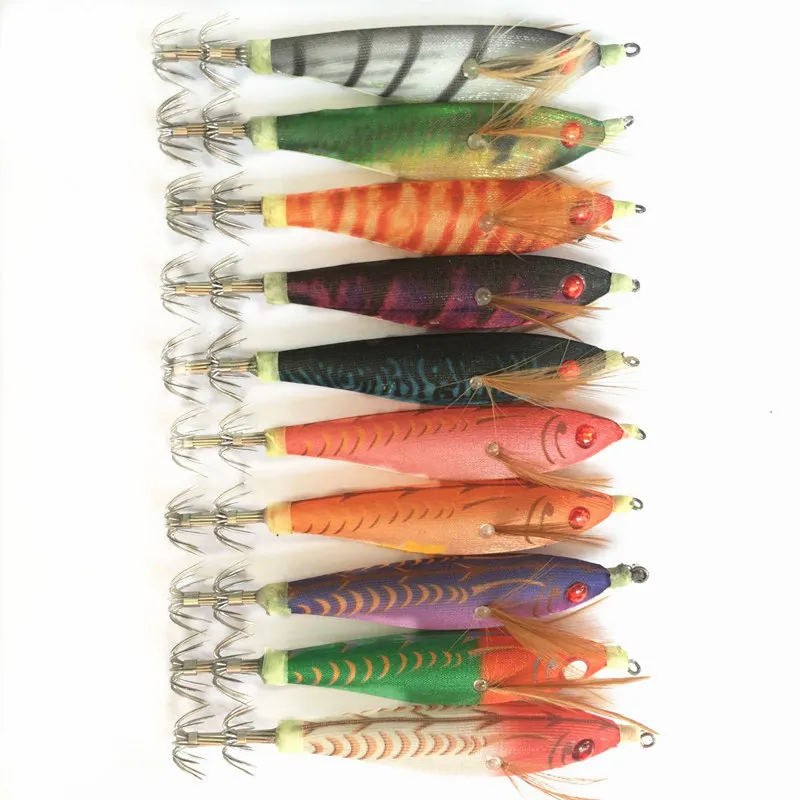 

10Pcs Luminous Squid Bait Artificial Hard Sea Fishing Squid Jigs Shrimp Wood Shrimp Lure Outdoor Fishing Tackle