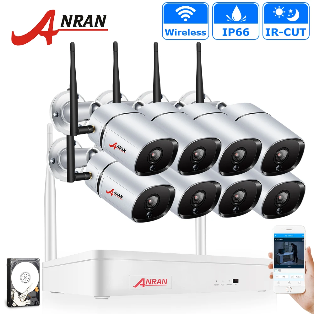 Камера видеонаблюдения ANRAN 8 канальная система безопасности 1080P подключи и