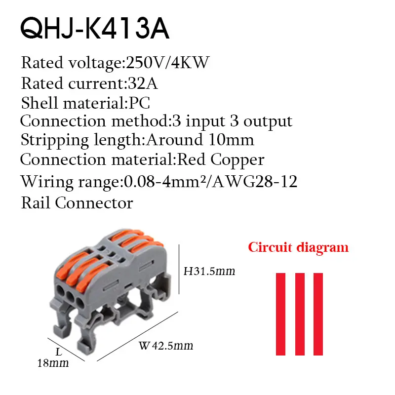 Wire Electrical Connectors Din Rail Type Fast Universal Compact Conductor Wiring Cable Connector LED Push-in Butt Terminal Block - Image 23