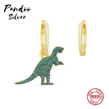 

Fashion Charm Sterling Silver Original 1:1 Copy,Asymmetric Yellow Silver Small Earring With Green Rexy Jewelry Gift For Female