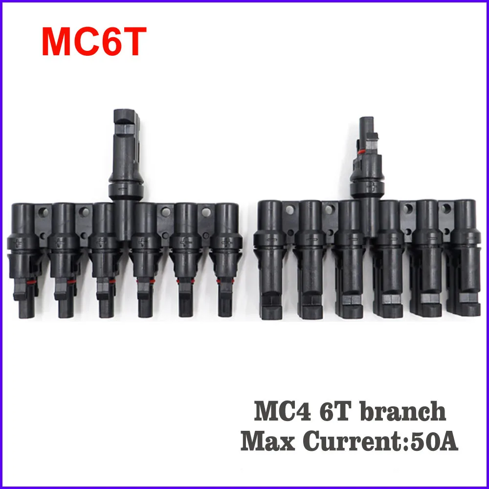 Золотой MC4 T, 3T, 4 T, 5T филиал параллельное подключение 30A 50A 1000V Электрический Солнечный MC4 разъем фотоэлектрических Панель кабель провод подключения - Цвет: Золотой