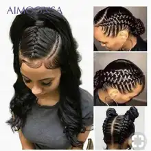 Прозрачный полный парик на шнурке человеческие волосы парики с детскими волосами объемный волнистый парик натуральные волосы для женщин черные перуанские волосы remy Aimoonsa