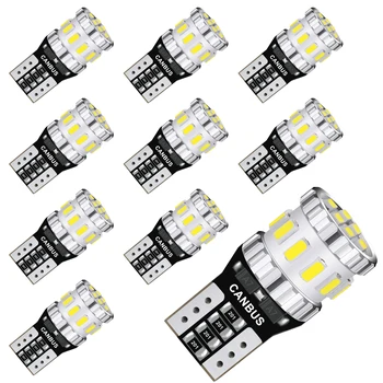 

AGLINT 10PCS T10 LED Bulbs CANBUS Error Free W5W 194 168 2825 Wedge 18SMD for Car Interior Side Dome Number Plate Lights White